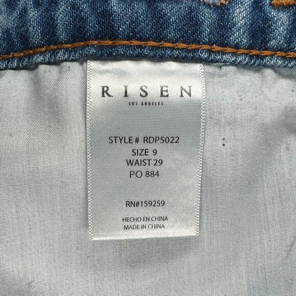 Risen Jeans Women's Cross‎ Over Distressed High Waist Straight Leg Jeans - Picture 9 of 10